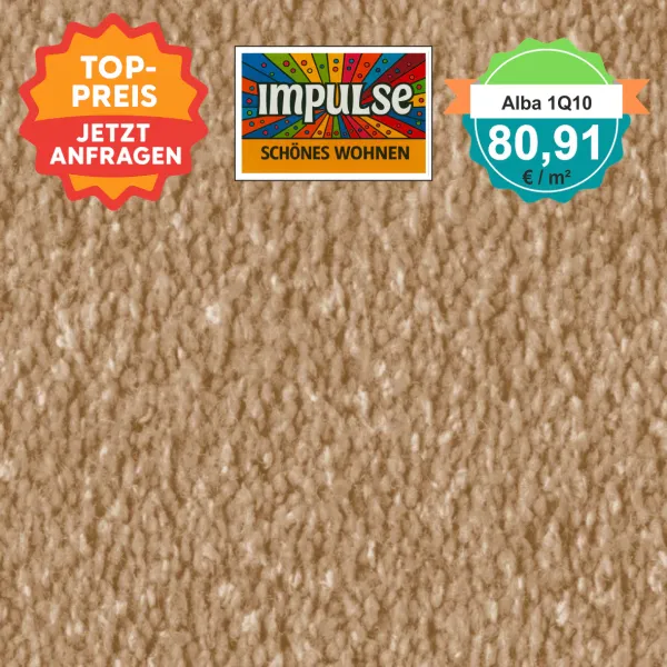 Vorwerk Alba 1Q10 caramel – Draufsicht Velours Teppichboden 4 m breit, 80,91 €/m²